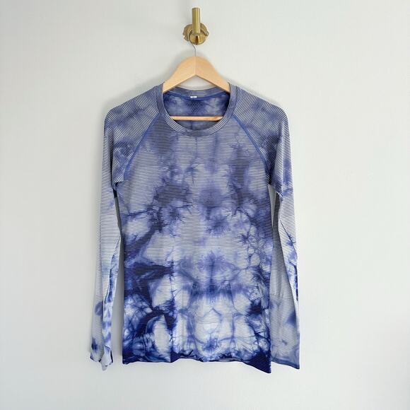 Lululemon Swiftly Tech Long Sleeve 2.0 *Wash Striped Tie Dye Blue 8 - Picture 2 of 7
